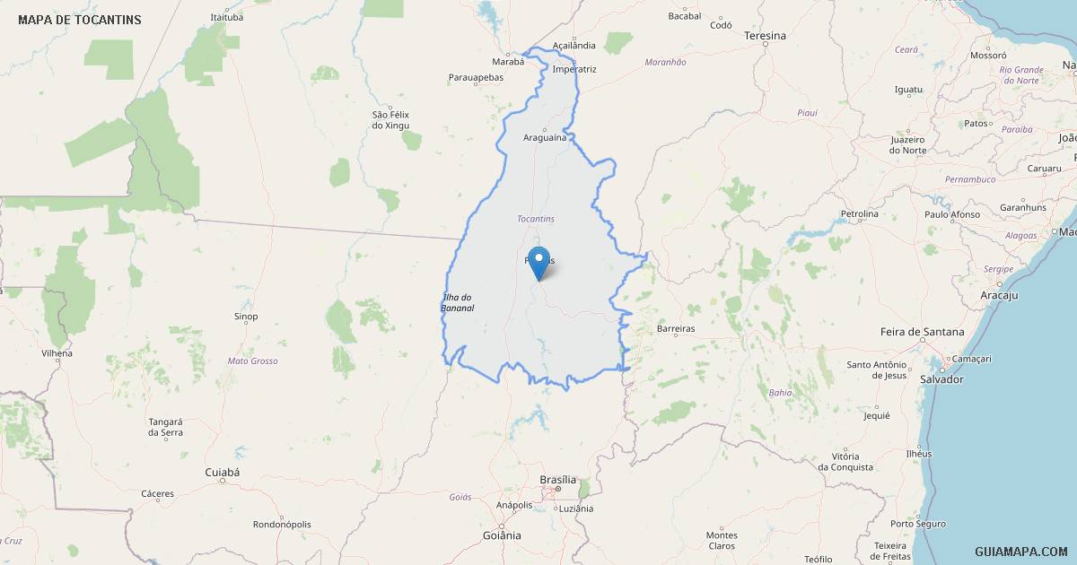 Mapa do Estado de Tocantins - Guiamapa.com